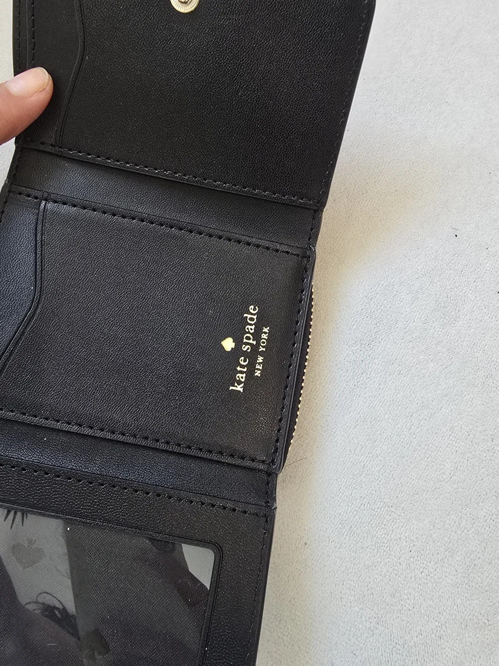 Kate Spade New York Black Leather Wallet with Gold Logo
